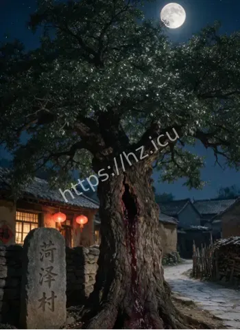 百年槐树月圆渗血色树汁